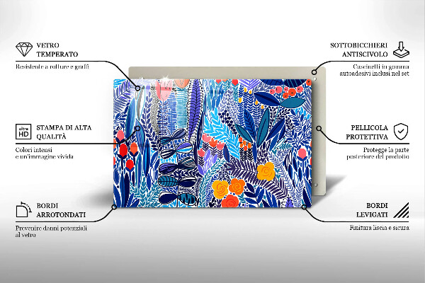 Tagliere in vetro Prato dipinto