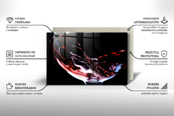 Tagliere in vetro temperato Un bicchiere di vino rosso