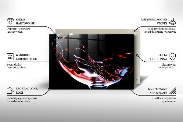 Tagliere in vetro temperato Un bicchiere di vino rosso
