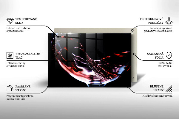 Tagliere in vetro temperato Un bicchiere di vino rosso