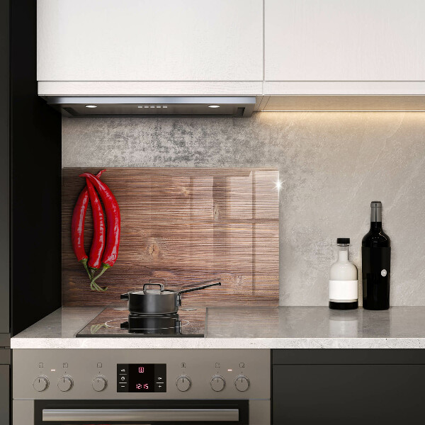 Tagliere in vetro temperato Peperoncini su legno