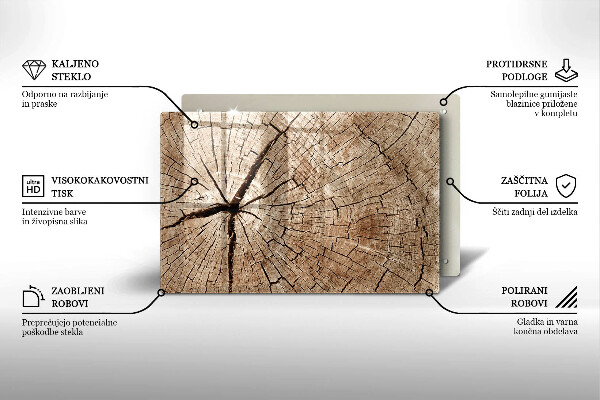 Tagliere in vetro temperato Sezione trasversale di un albero