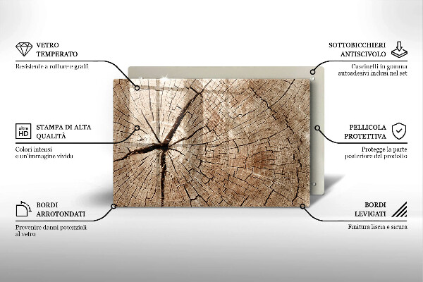 Tagliere in vetro temperato Sezione trasversale di un albero