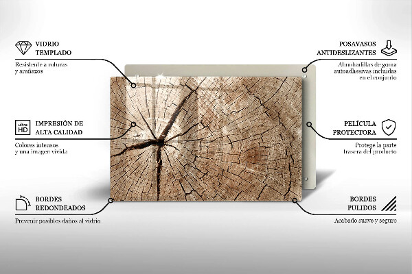 Tagliere in vetro temperato Sezione trasversale di un albero
