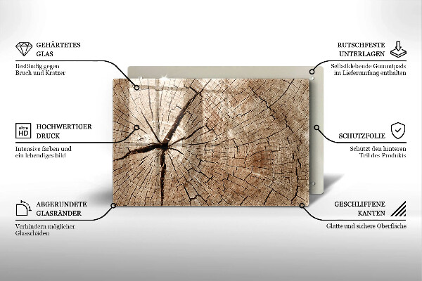 Tagliere in vetro temperato Sezione trasversale di un albero
