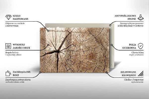 Tagliere in vetro temperato Sezione trasversale di un albero