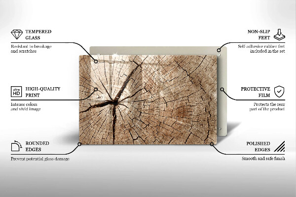 Tagliere in vetro temperato Sezione trasversale di un albero