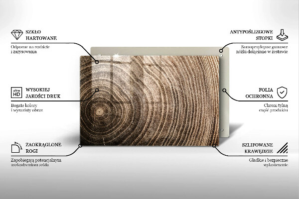 Tagliere in vetro temperato Anelli di legno