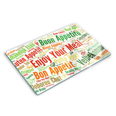 Tagliere in vetro temperato Sottotitoli Buon appetito lingue