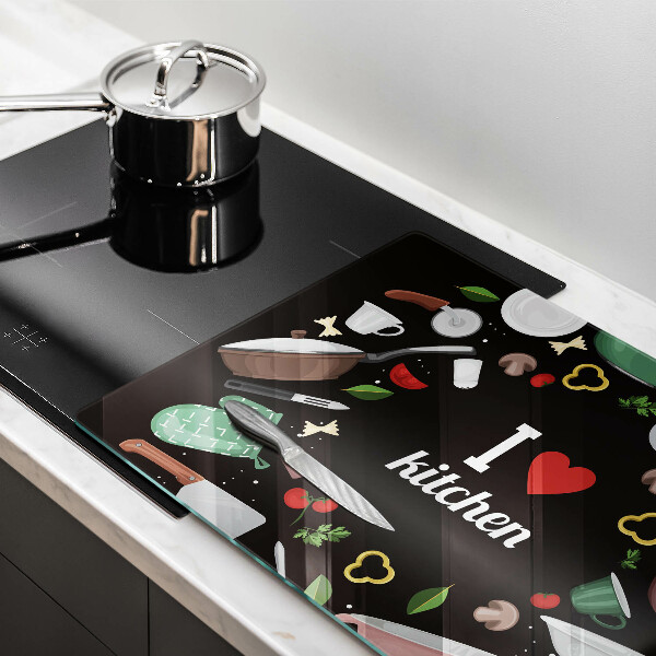 Tagliere in vetro temperato Illustrazione Amo la cucina