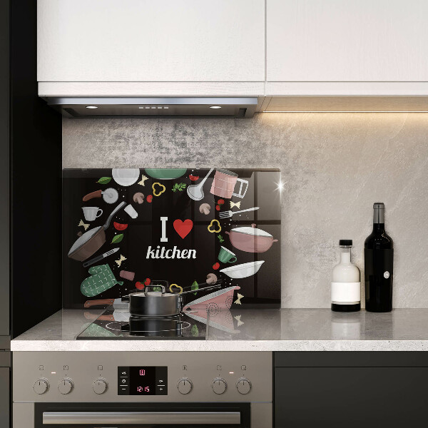 Tagliere in vetro temperato Illustrazione Amo la cucina