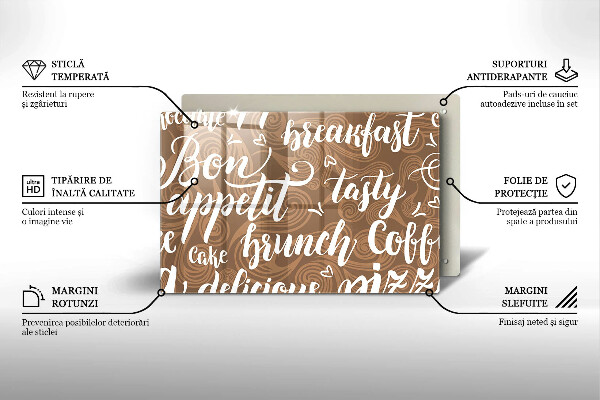 Tagliere in vetro temperato Sottotitoli Bon appetit