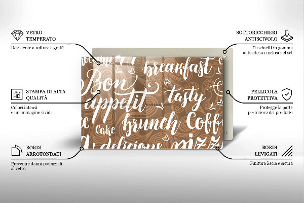 Tagliere in vetro temperato Sottotitoli Bon appetit