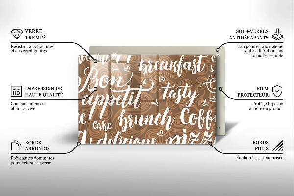 Tagliere in vetro temperato Sottotitoli Bon appetit