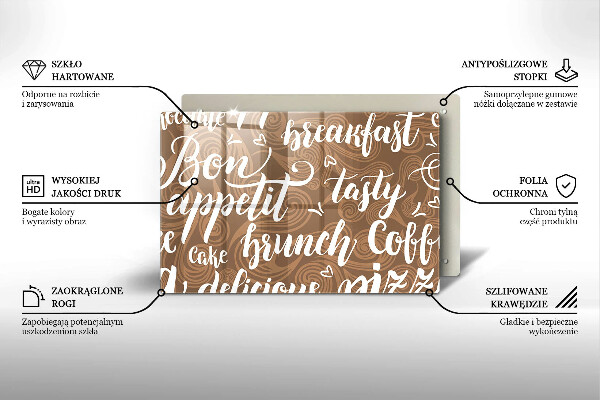 Tagliere in vetro temperato Sottotitoli Bon appetit