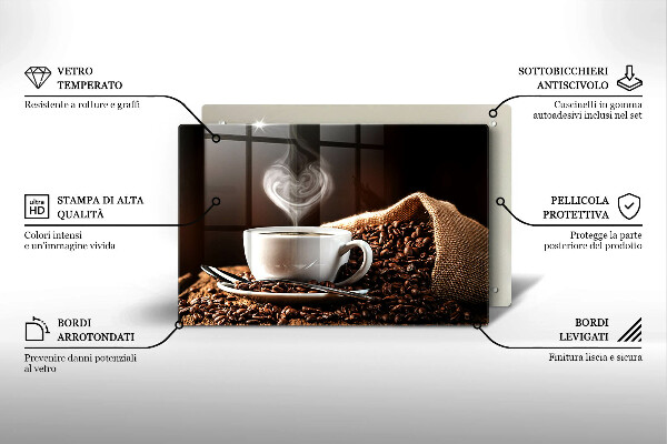 Tagliere in vetro temperato Caffè e una tazza