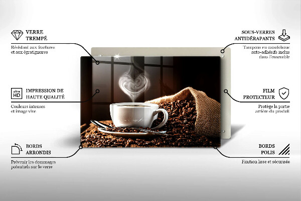 Tagliere in vetro temperato Caffè e una tazza