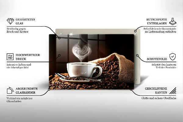 Tagliere in vetro temperato Caffè e una tazza