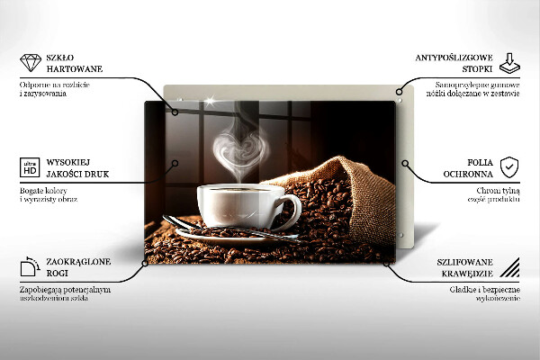 Tagliere in vetro temperato Caffè e una tazza