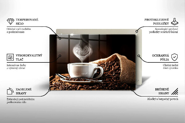 Tagliere in vetro temperato Caffè e una tazza