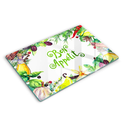 Tagliere in vetro temperato Iscrizione Bon appetit