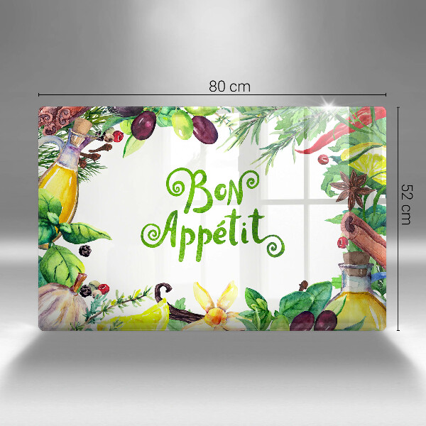 Tagliere in vetro temperato Iscrizione Bon appetit