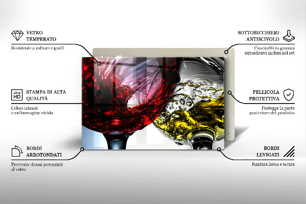 Tagliere in vetro temperato Bicchieri di vino