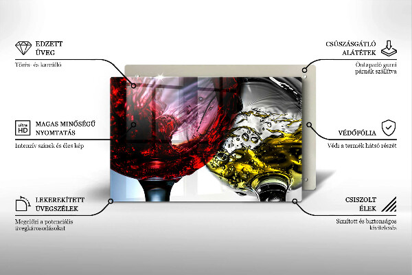 Tagliere in vetro temperato Bicchieri di vino