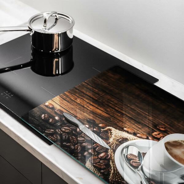 Tagliere in vetro Tazza e chicchi di caffè