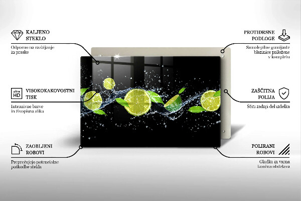 Tagliere in vetro temperato Acqua di menta e lime