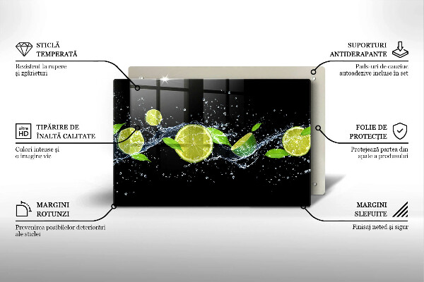 Tagliere in vetro temperato Acqua di menta e lime