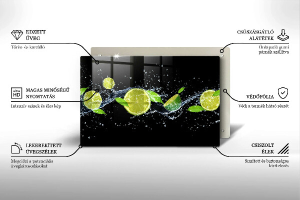 Tagliere in vetro temperato Acqua di menta e lime