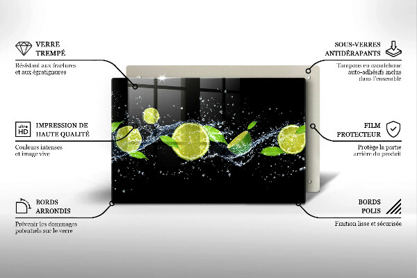 Tagliere in vetro temperato Acqua di menta e lime