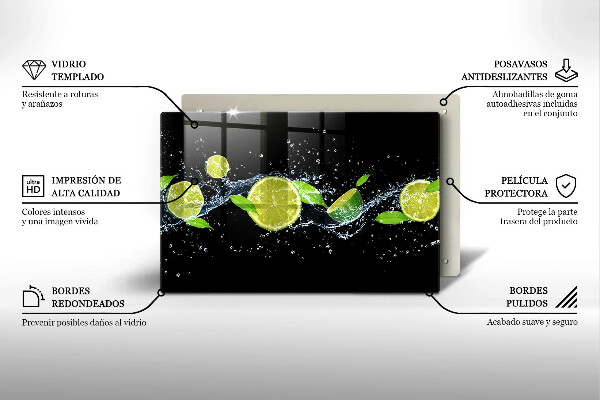 Tagliere in vetro temperato Acqua di menta e lime