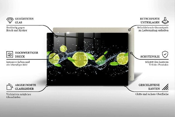 Tagliere in vetro temperato Acqua di menta e lime