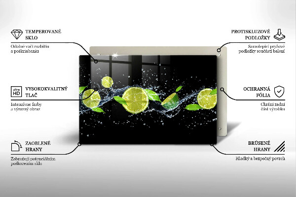 Tagliere in vetro temperato Acqua di menta e lime
