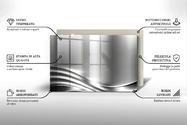 Tagliere in vetro Struttura in metallo