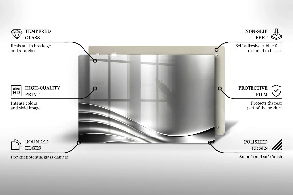Tagliere in vetro Struttura in metallo