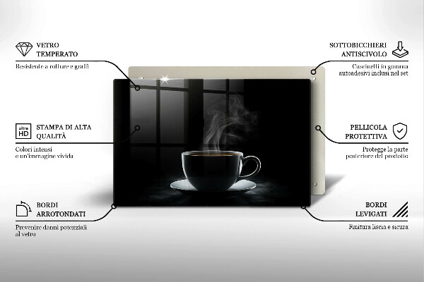 Tagliere in vetro Tazza di caffè calda