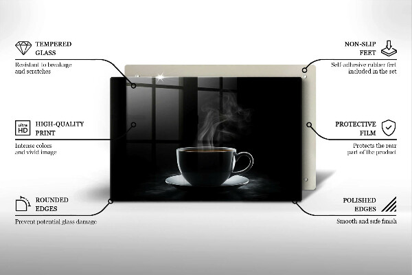 Tagliere in vetro Tazza di caffè calda