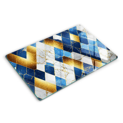 Tagliere in vetro Rombi di marmo dorato