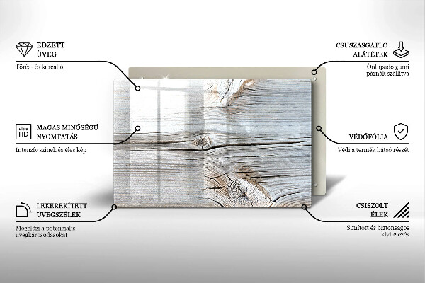 Tagliere in vetro Struttura in legno chiaro