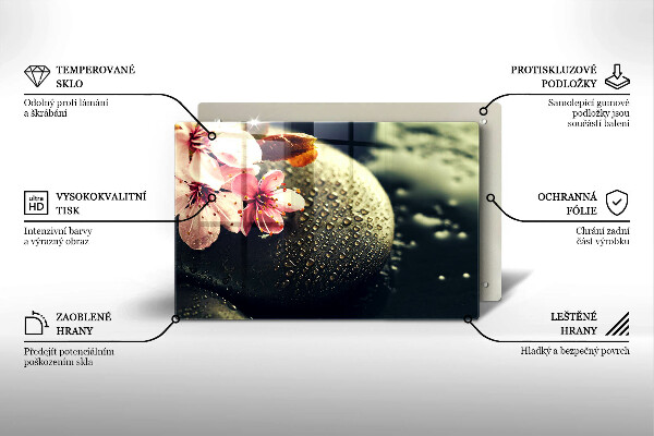 Tagliere in vetro Fiori pietre zen