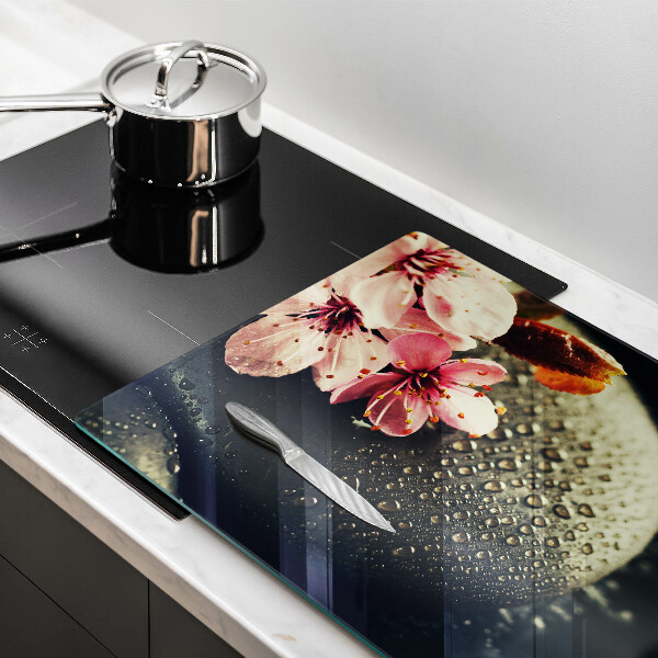 Tagliere in vetro Fiori pietre zen