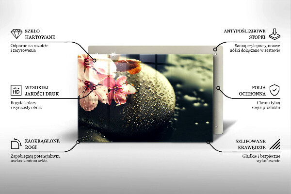 Tagliere in vetro Fiori pietre zen