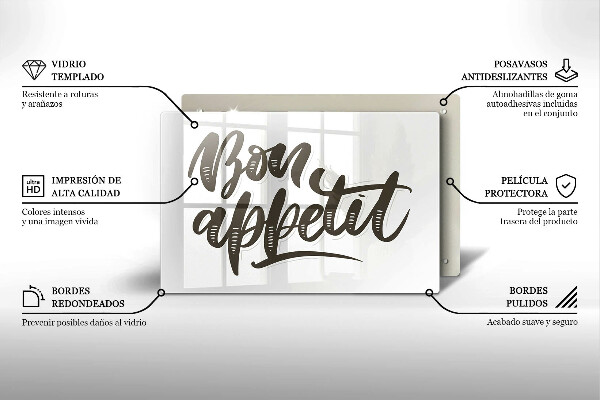 Tagliere in vetro Iscrizione Bon appetit