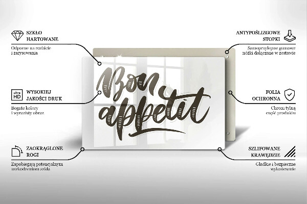 Tagliere in vetro Iscrizione Bon appetit