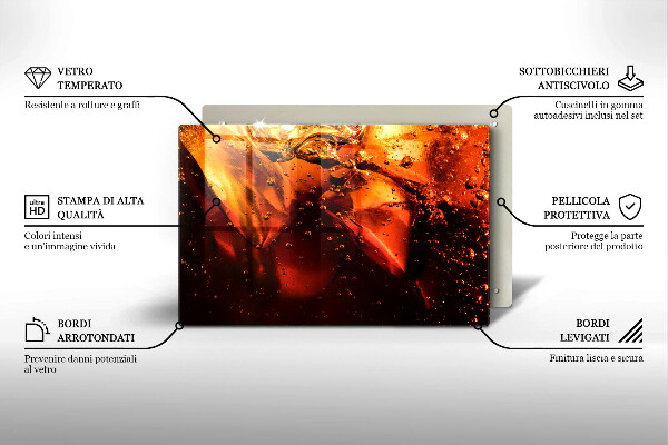 Tagliere in vetro Bevanda alla cola con ghiaccio