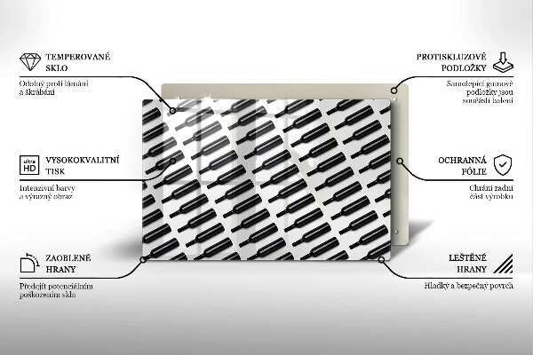 Tagliere in vetro Bottiglie di vino nere