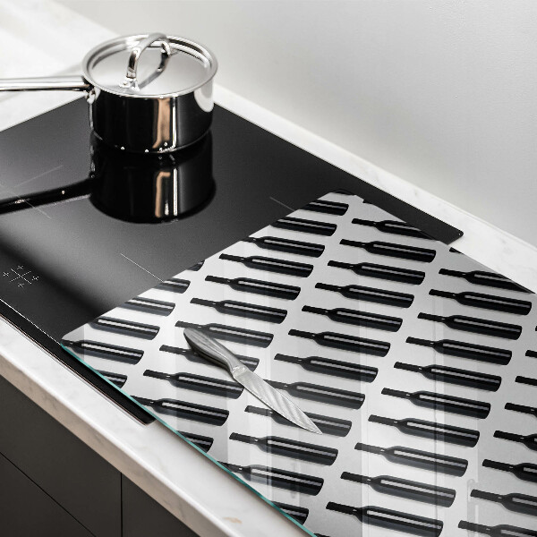 Tagliere in vetro Bottiglie di vino nere